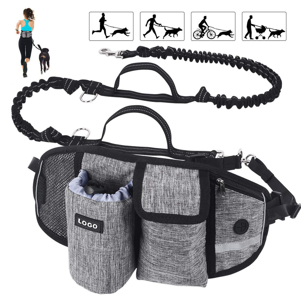 Hands-Free Dog Running Leash with Storage Waist Bag