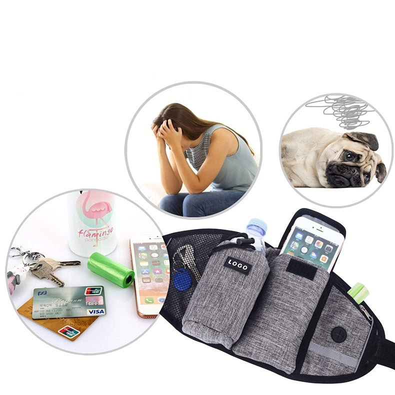 Hands-Free Dog Running Leash with Storage Waist Bag