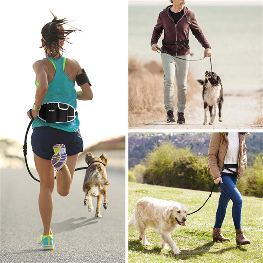 Hands-Free Dog Running Leash with Storage Waist Bag